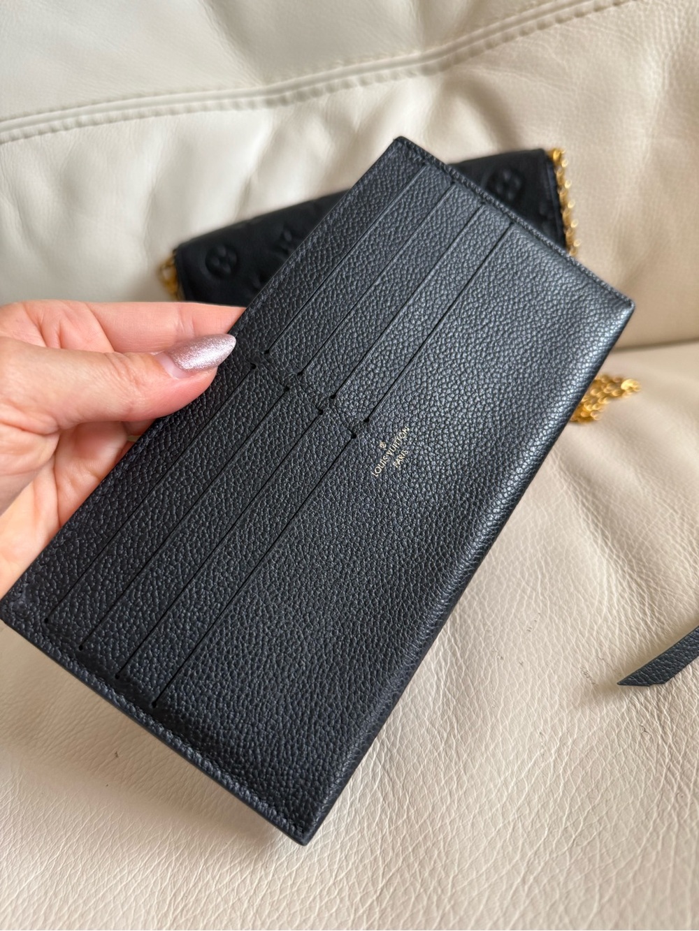 Louis Vuitton Felice Black Empreinte Monogram Leather Chain Wallet - Picture 16 of 16